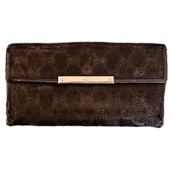 Gucci Dark Brown Monogram Clutch - Picture 1 of 5
